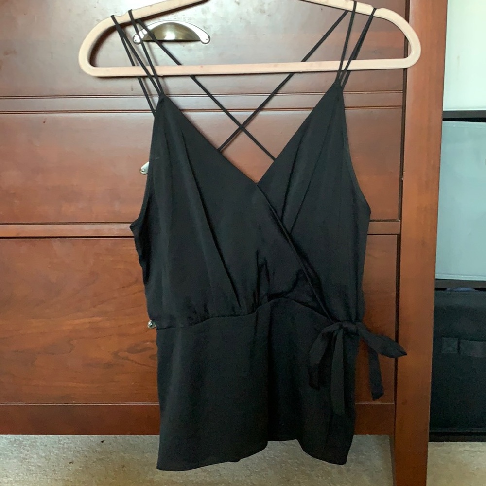 Strappy Back Black Peplum Cami
